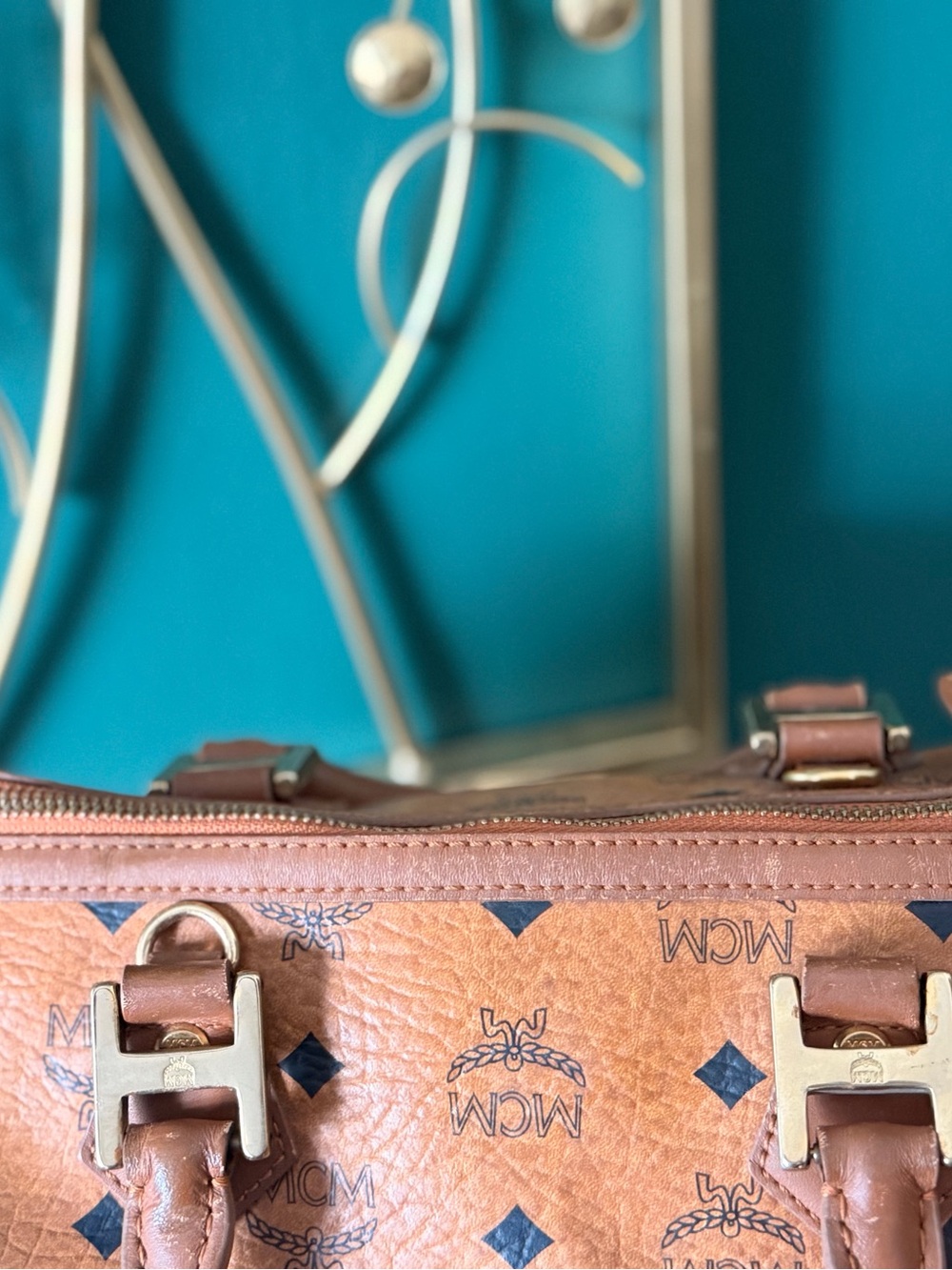 MCM Cognac Visetos Boston Satchel - Cognac Leather - Picture 7 of 12
